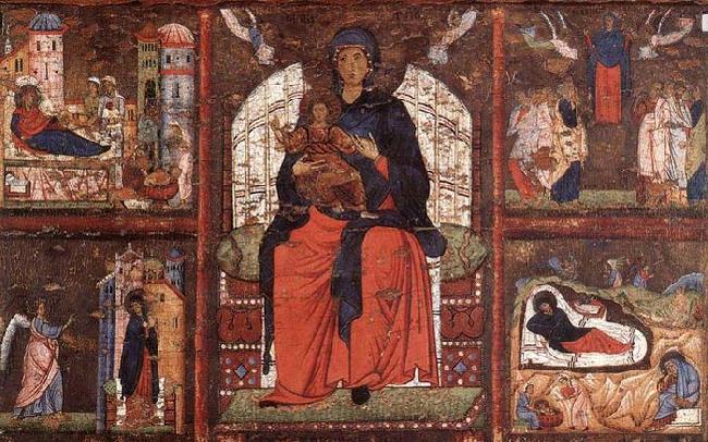 unknow artist Virgin and Child Enthroned with Scenes from the Life of the Virgin Germany oil painting art